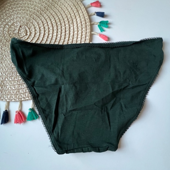 Victoria's Secret Stretch Cotton Dot Mesh Bikini Panty Botanical Green M NEW - Picture 3 of 3